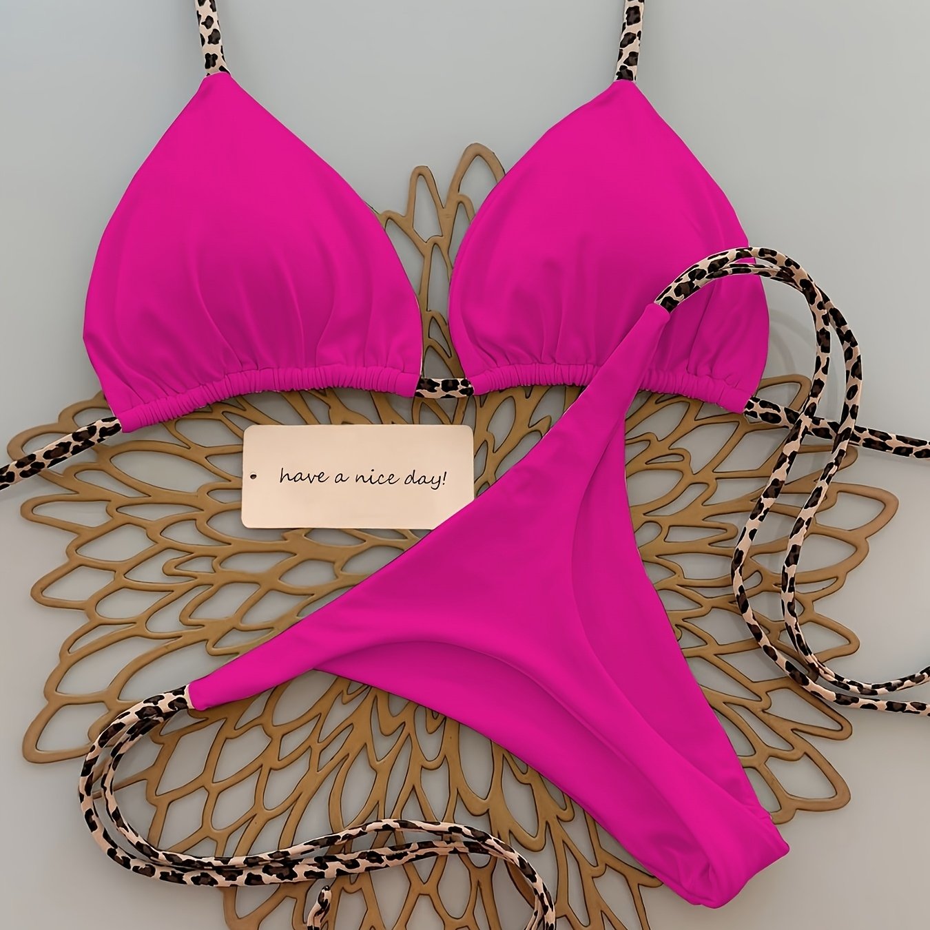 Biquíni Feminino Leopard Print com Amarração Lateral – Conjunto Sexy Moda Praia Verão